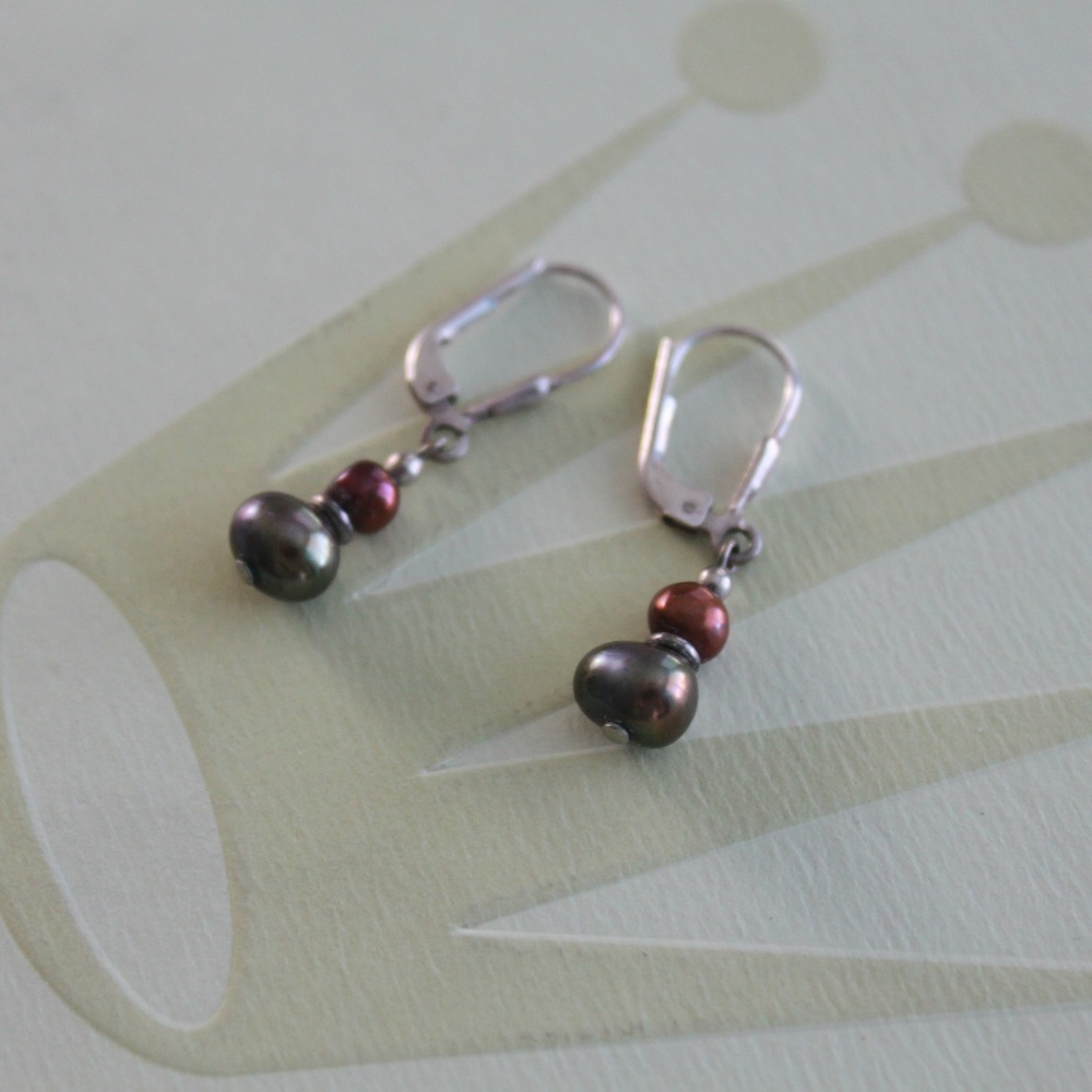Opalescent Faux Pearl  Lever Earrings